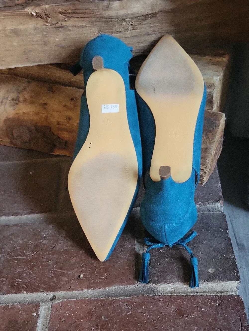 Teal Pointed-Toe Women’s Kitteen Heels with Tie Accent